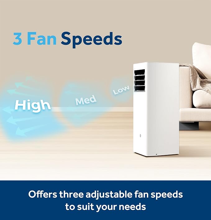 5,000 BTU DOE Portable Air Conditioner for Small Rooms up to 150 sq ft, Compact 3-in-1 AC + Dehumidifier + Fan, Auto