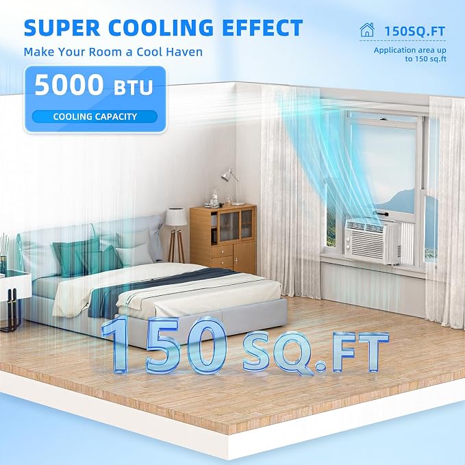 5,000 BTU Small Window Air Conditioner Unit Cool Up to 150 Sq.ft, Window AC Unit with Cool and Fan Mode, Quiet, alternate