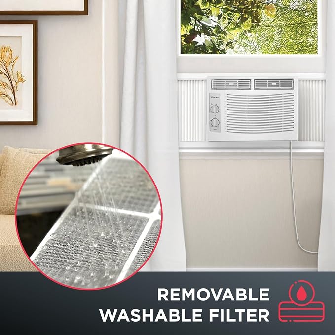 5,000 BTU Window Air Conditioner, 115V, Cools up to 150 Sq.Ft. for Bedroom, Living Room, Apartment, with Mechanical Controls