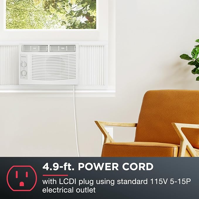 5,000 BTU Window Air Conditioner, 115V, Cools up to 150 Sq.Ft. for Bedroom, Living Room, Apartment, with Mechanical Controls