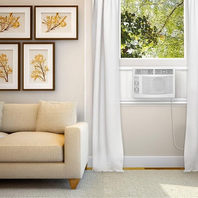 5,000 BTU Window Air Conditioner, 115V, Cools up to 150 Sq.Ft. for Bedroom, Living Room, Apartment, with Mechanical Controls