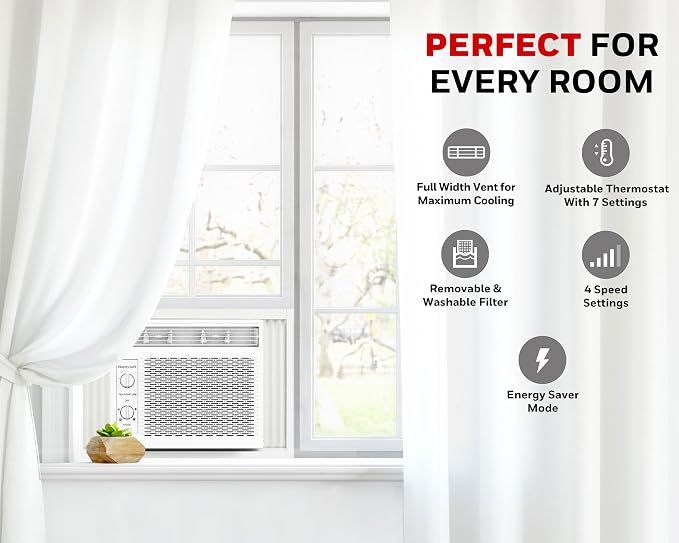5,000 BTU Window Air Conditioner, Adjustable Thermostat, 7 settings, Quiet, 150 sq ft Coverage, alternate product view 3