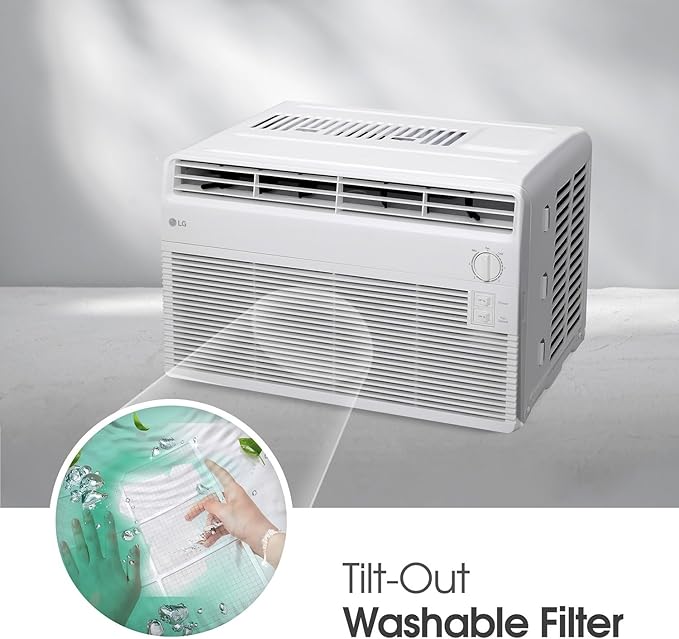 5,000 BTU Window Air Conditioner, Cools 150 Sq.Ft. (10' x 15' Room Size), Quiet Operation, 2 Cooling & Fan Speeds, 2-Way Air