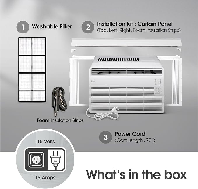 5,000 BTU Window Air Conditioner, Cools 150 Sq.Ft. (10' x 15' Room Size), Quiet Operation, 2 Cooling & Fan Speeds, 2-Way Air