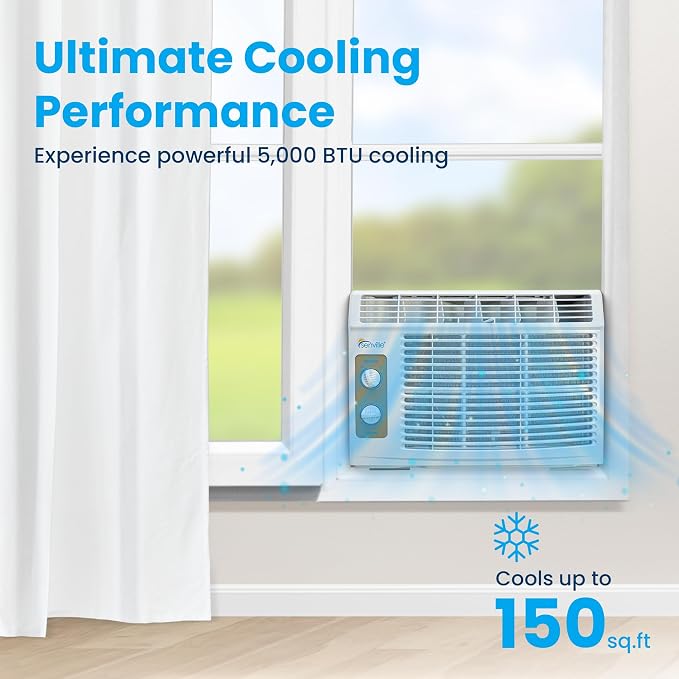 5,000 BTU Window Air Conditioner, Cools Up to 150 Sq. Ft., Easy to Use Mechanical Control, Washable Filter, alternate product