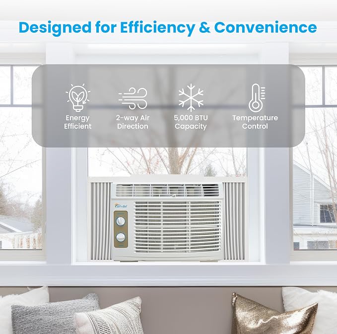 5,000 BTU Window Air Conditioner, Cools Up to 150 Sq. Ft., Easy to Use Mechanical Control, Washable Filter, alternate product