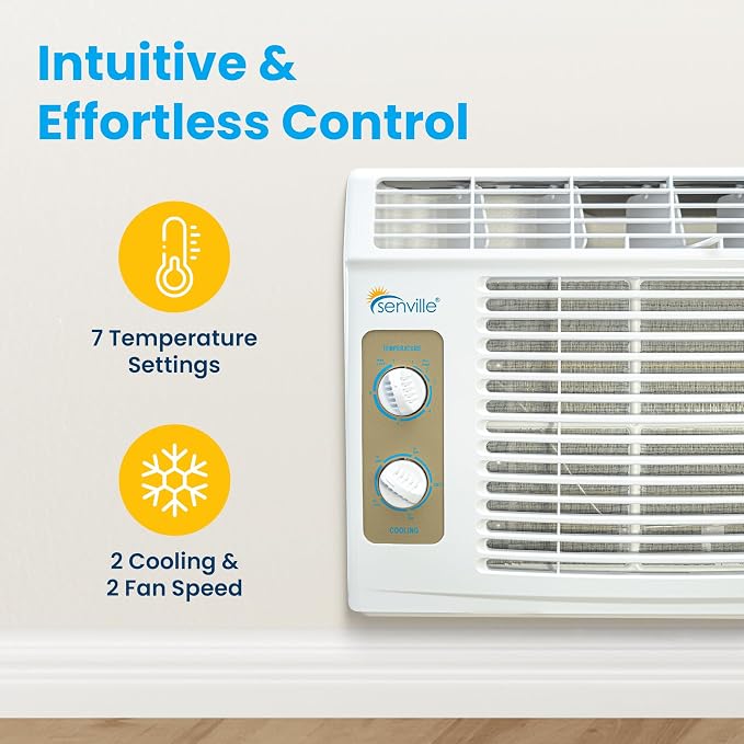 5,000 BTU Window Air Conditioner, Cools Up to 150 Sq. Ft., Easy to Use Mechanical Control, Washable Filter, alternate product