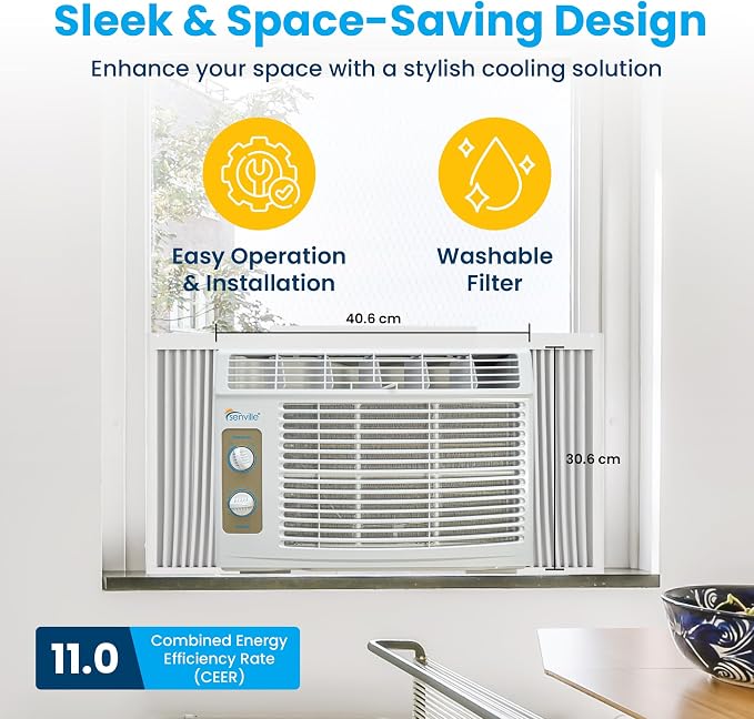 5,000 BTU Window Air Conditioner, Cools Up to 150 Sq. Ft., Easy to Use Mechanical Control, Washable Filter, alternate product