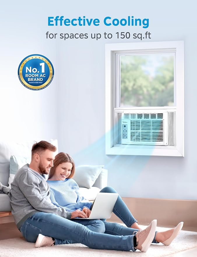 5,000 BTU Window Air Conditioner, Cools up to 150 Sq. Ft. with Easy-to-Use Reusable Filter, Remote, Perfect AC for Bedroom