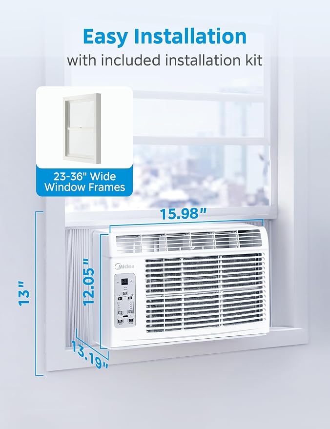 5,000 BTU Window Air Conditioner, Cools up to 150 Sq. Ft. with Easy-to-Use Reusable Filter, Remote, Perfect AC for Bedroom
