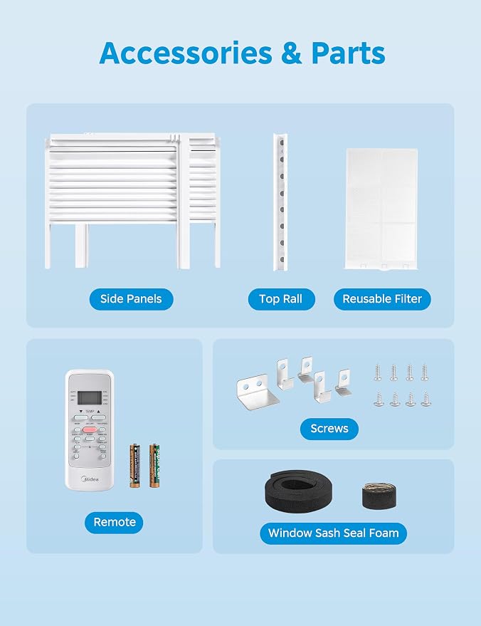 5,000 BTU Window Air Conditioner, Cools up to 150 Sq. Ft. with Easy-to-Use Reusable Filter, Remote, Perfect AC for Bedroom