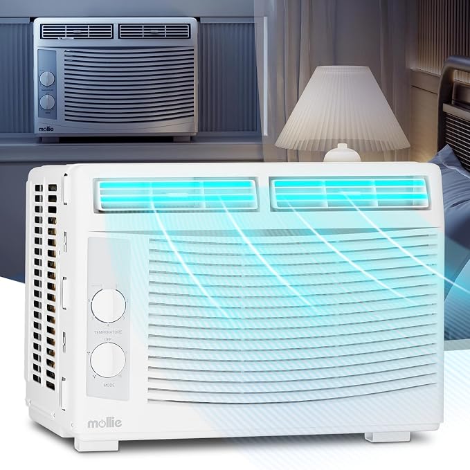5,000 BTU Window Air Conditioner with Mechanical Controls and easy-to-Clean Washable Filter, Cool up to 150 Sq. Ft. For