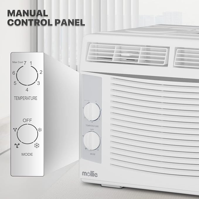 5,000 BTU Window Air Conditioner with Mechanical Controls and easy-to-Clean Washable Filter, Cool up to 150 Sq. Ft. For