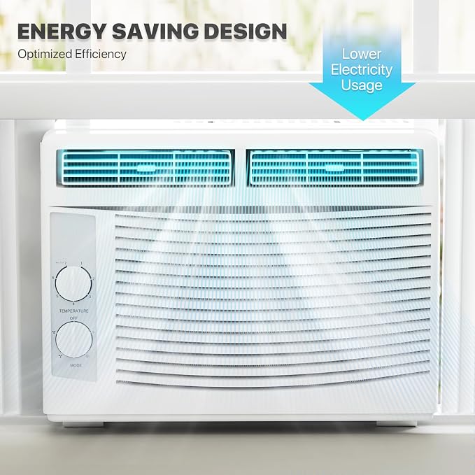 5,000 BTU Window Air Conditioner with Mechanical Controls and easy-to-Clean Washable Filter, Cool up to 150 Sq. Ft. For