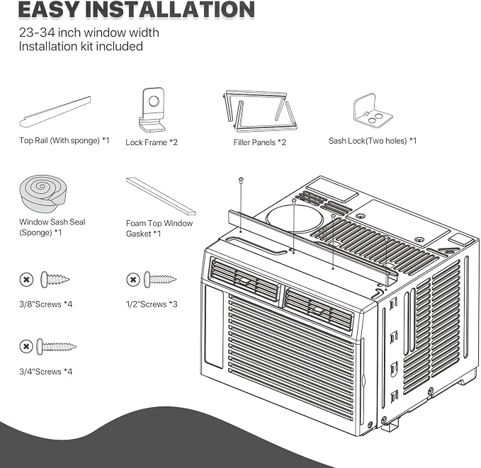 5,000 BTU Window Air Conditioner with Mechanical Controls and easy-to-Clean Washable Filter, Cool up to 150 Sq. Ft. For
