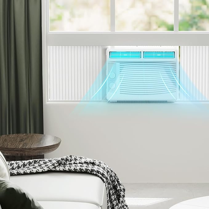 5,000 BTU Window Air Conditioner with Mechanical Controls and easy-to-Clean Washable Filter, Cool up to 150 Sq. Ft. For