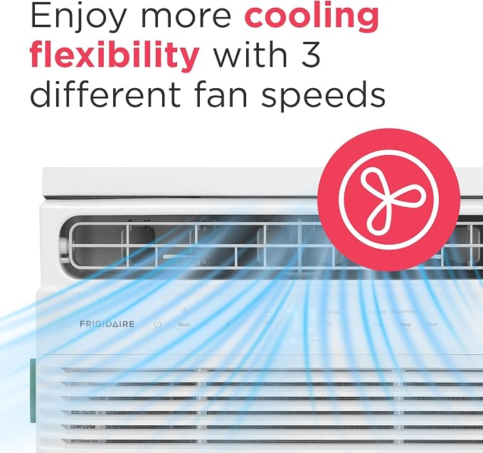 5,000 BTU Window Air Conditioner with Remote Control, Cools Up to 150 Sq. Ft., Quiet Operation, Eco Mode, 3 Fan Speeds, Auto