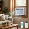 5,000 BTU Window Air Conditioner with Smart App & Remote, 3-in-1 Cooling, Cools Up to 200 Sq.Ft, Energy Efficient, 3 Fan