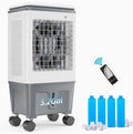 5.2Gal Portable Swamp Cooler, 1400CFM Evaporative Air Cooler, 3-IN-1 Cooling Fan with Remote Control, 12H Timer & 4 Ice Box