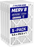 5.5x29.5x1 Air Filter (MERV 8) (5-Pack) Dust & Allergy Control AC Furnace Filters, MADE IN USA, HVAC, Pleated, Electrostatic