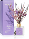 5.7 fl oz Amethyst Sage Reed Diffuser Set, Valentine’s Gift for her, Glass Bottle with Preserved Flowers, Natural Decoration