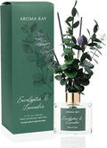 5.7 fl oz Eucalyptus Lavender Reed Diffuser Set, Glass Bottle with Preserved Flowers, Natural Home Fragrance for Bedroom