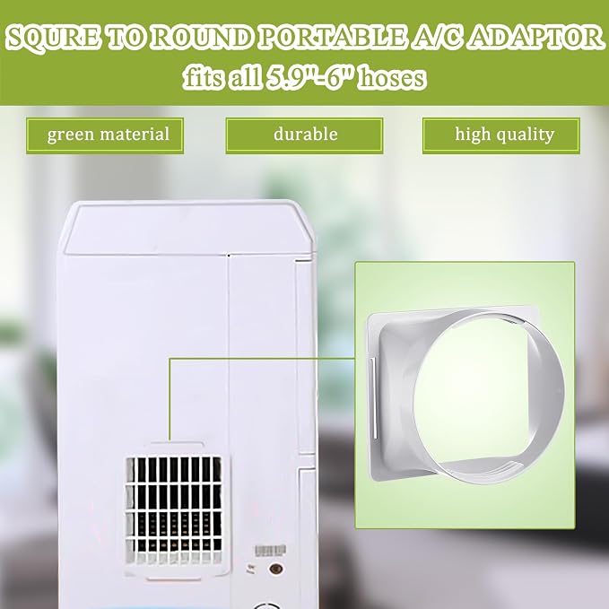 5.9'' Diameter 98'' Long Portable Air Conditioner Hose with Square Exhaust Hose Tube Adapter Portable Air, alternate view 4