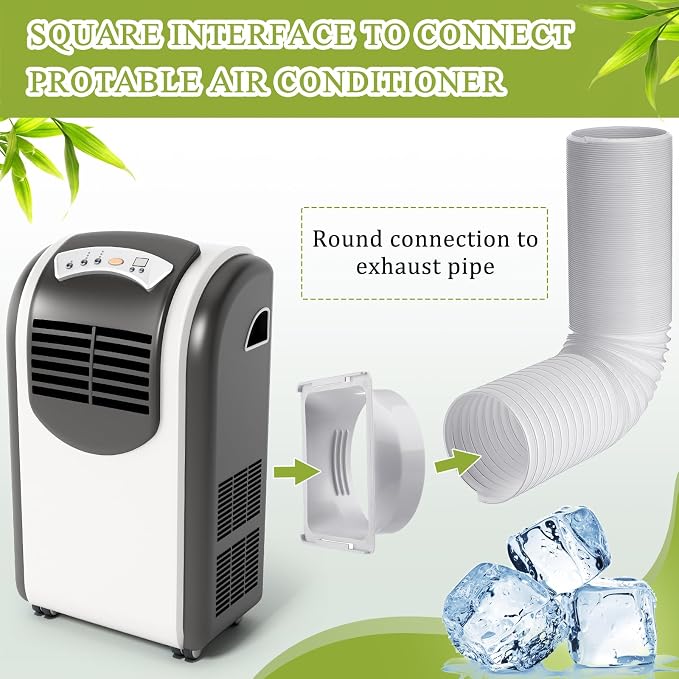 5.9'' Diameter 98'' Long Portable Air Conditioner Hose with Square Exhaust Hose Tube Adapter Portable Air, alternate view 5