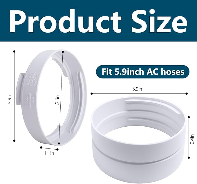 5.9 Inch Portable Air Conditioner Exhaust Hose Coupler Mobile Air Conditioning Accessories for AC Exhaust Hose Coupler