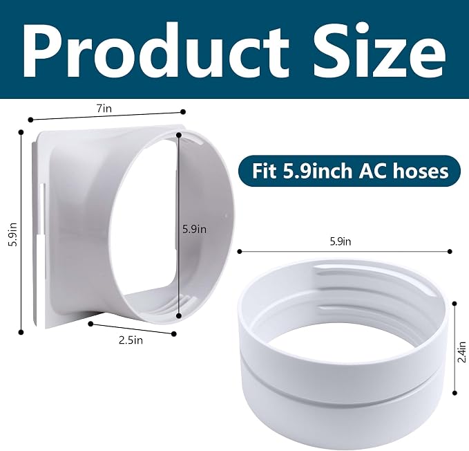5.9 Inch Portable Air Conditioner Exhaust Hose Coupler Mobile Air Conditioning Accessories for AC Exhaust hose coupler