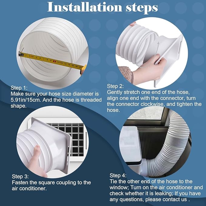 5.9 Inch Portable Air Conditioner Exhaust Hose Coupler, Mobile AC Unit Tube Connector, AC Hose Extension Connector Air