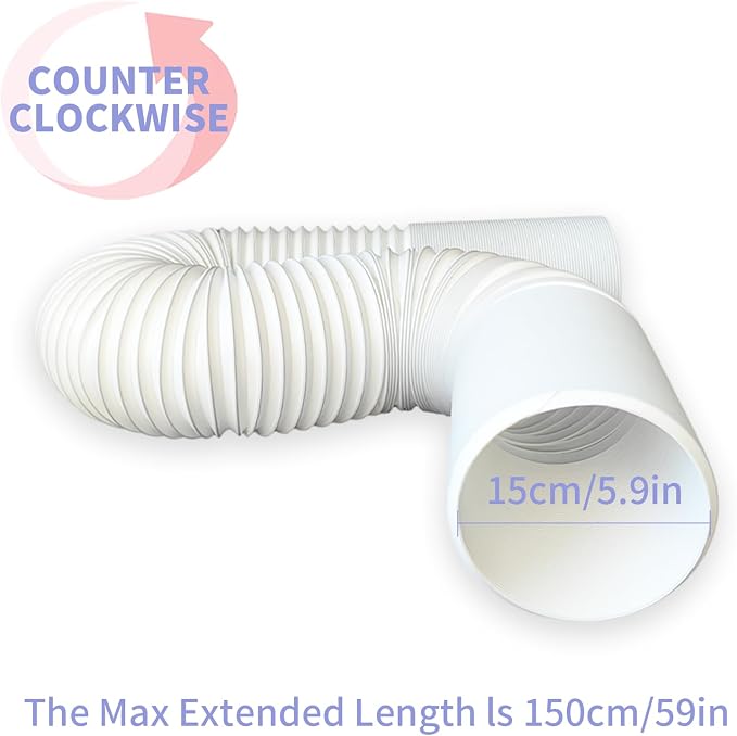 5.9 inch Portable Air Conditioner Window Vent Kit with 59" Length Hose for Vertical/Horizontal Window Adjustable Universal