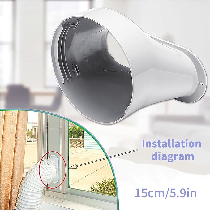 5.9 inch Portable Air Conditioner Window Vent Kit with 59" Length Hose for Vertical/Horizontal Window Adjustable Universal