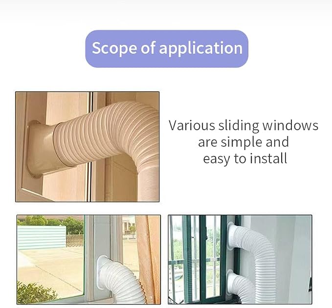 5.9 inch Portable Air Conditioner Window Vent Kit with 59" Length Hose for Vertical/Horizontal Window Adjustable Universal
