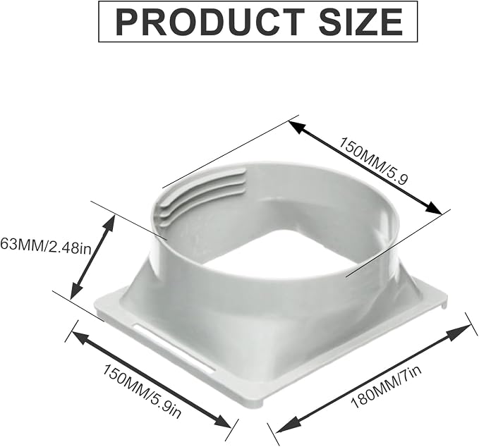5.9 inch Square Coupler for Portable Air Conditioner with Square Air Outlet and Connected to 5.9" Exhaust Hose, AC Unit Tube