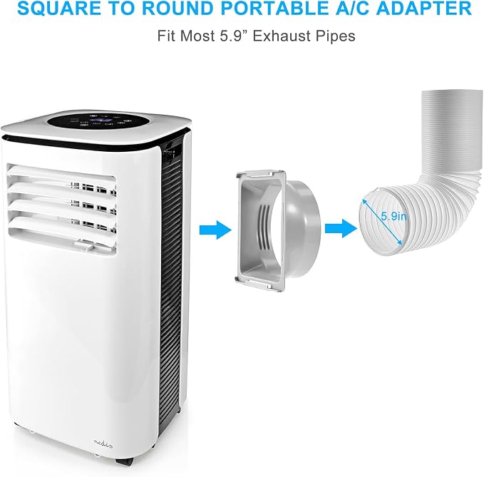 5.9 inch Square Coupler for Portable Air Conditioner with Square Air Outlet and Connected to 5.9" Exhaust Hose, AC Unit Tube