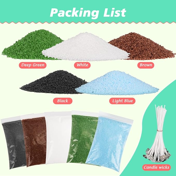 5 Color DIY Sand Wax Candle Making Kit – Refillable Pearled Wax with Candle Wicks, Scented Candle Supplies for Halloween