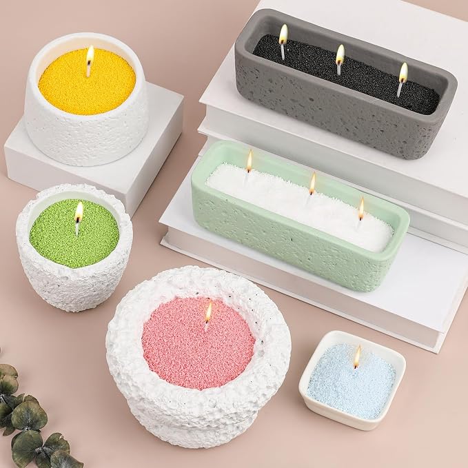 5 Color DIY Sand Wax Candle Making Kit – Refillable Pearled Wax with Candle Wicks, Scented Candle Supplies for Halloween