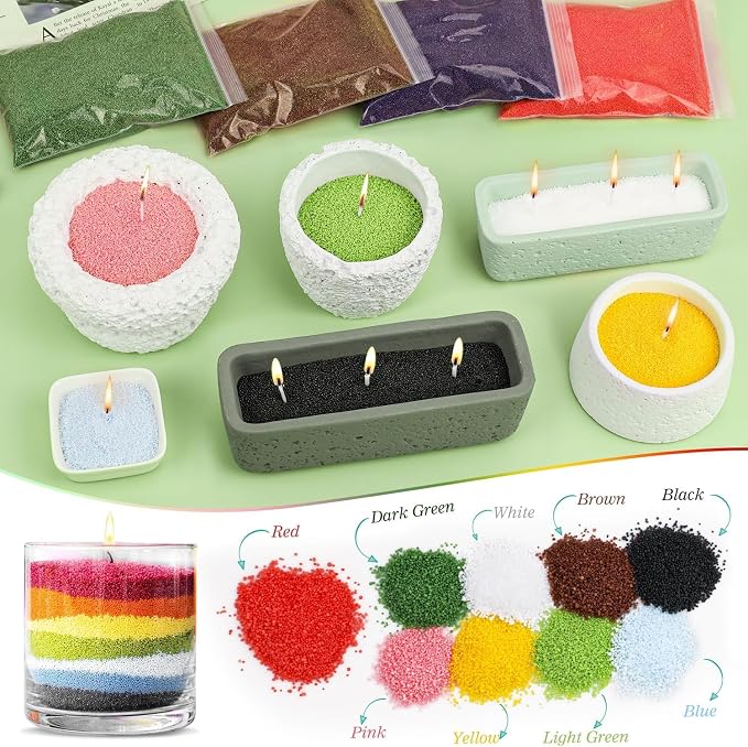 5 Color DIY Sand Wax Candle Making Kit – Refillable Pearled Wax with Candle Wicks, Scented Candle Supplies for Halloween