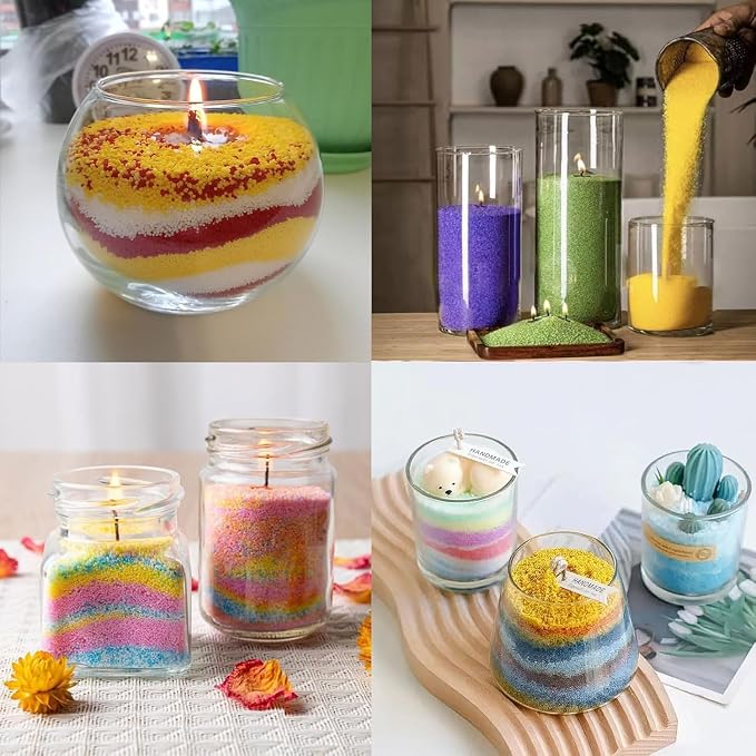 5 Color DIY Sand Wax Candle Making Kit – Refillable Pearled Wax with Candle Wicks, Scented Candle Supplies for Halloween
