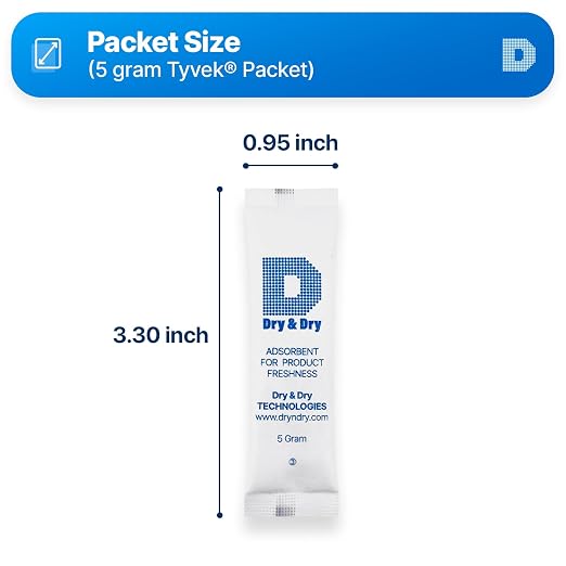 5 Gram[100 Packets] Food & Pharmaceutical Safe Silica Gel Packs Desiccants - Rechargeable Tyvek® Silica Gel, alternate view 6