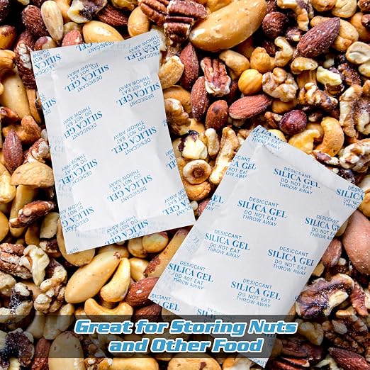 5 Gram(100Packs) Food Grade Silica Gel Packs Dessicant Packets for Moisture Control,Cobalt Chloride Free Moisture Absorbers