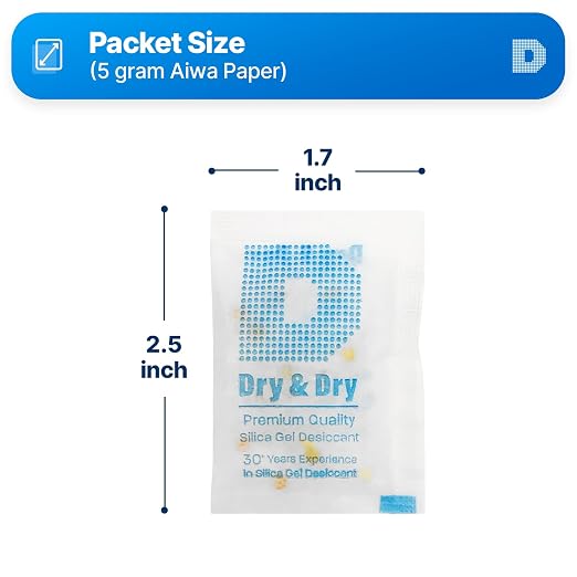 5 Gram [35 Packets] Premium Pure & Safe Orange Indicating Silica Gel Packets Desiccant Dehumidifiers - Food Safe, alternate