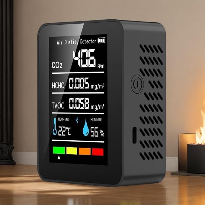5 in 1 Air Quality Monitor CO2 Meter Carbon Dioxide Detector CO2 CO TVOC HCHO PM2.5 PM1.0 PM10 Temperature, alternate view 3