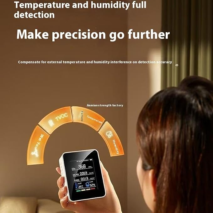 5 in 1 Air Quality Monitor CO2 Meter Carbon Dioxide Detector CO2 CO TVOC HCHO PM2.5 PM1.0 PM10 Temperature, alternate view 5