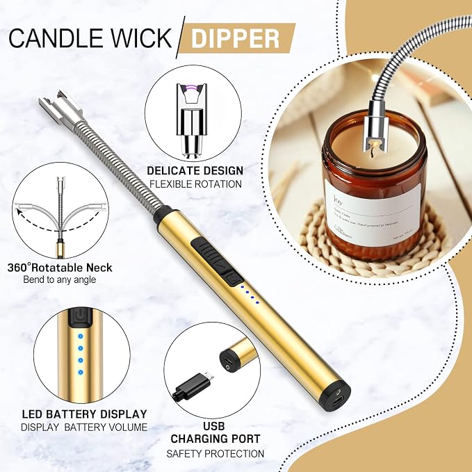 5 in 1 Candle Accessory Set,Candle Wick Trimmer Cutter,Candle Wick Dipper,Candle Wick Snuffer,Rechargeable Candle, alternate