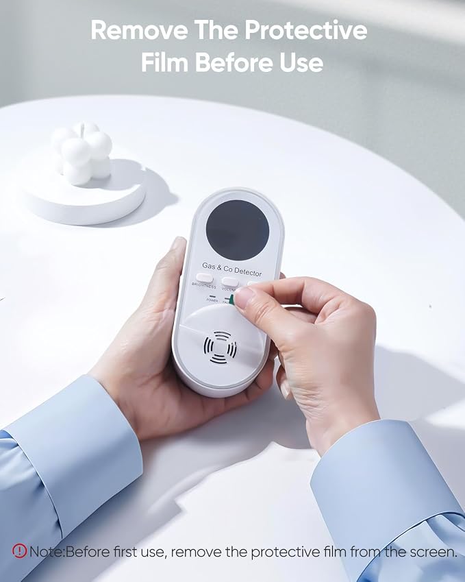 5-in-1 Carbon Monoxide Detectors, Natural Gas Leak Detector, Plug-in & Battery Backup Co Detector, HD Digital, alternate view