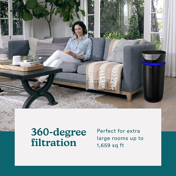 5-in-1 UV-C Air Purifier - 360-Degree HEPA Filter for 1,593 Sq Ft, Extra Large Air Purifiers for Bedroom and Home, alternate
