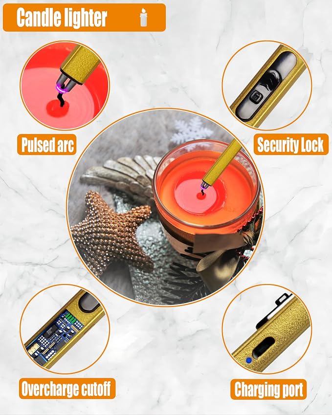 5 in1 Candle Accessory Set with Rechargeable Candle Lighter, Candle Wick Trimmer, Candle Wick Snuffer, Candle Wick Dipper