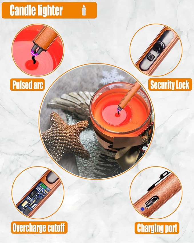 5 in1 Candle Accessory Set with Rechargeable Candle Lighter, Candle Wick Trimmer, Candle Wick Snuffer, Candle Wick Dipper